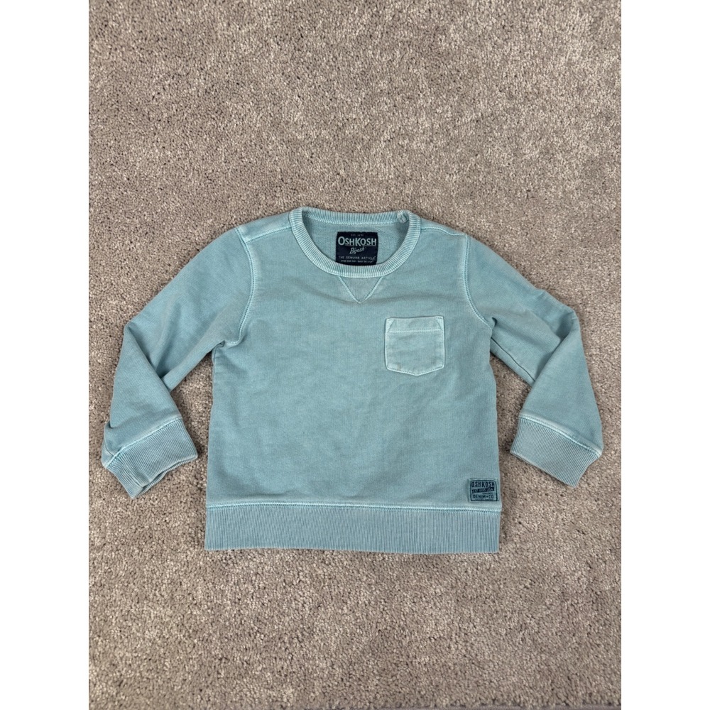 Oshkosh B gosh Blue Long Sleeve Crewneck Sweatshirt Size 3T Pocket